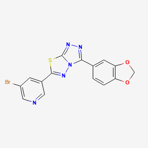 molecular formula C15H8BrN5O2S B11472384 3-(1,3-Benzodioxol-5-yl)-6-(5-bromopyridin-3-yl)[1,2,4]triazolo[3,4-b][1,3,4]thiadiazole 