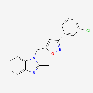 molecular formula C18H14ClN3O B11472397 1-([3-(3-Chlorophenyl)-1,2-oxazol-5-yl]methyl)-2-methyl-1,3-benzodiazole 