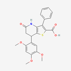 molecular formula C23H21NO6S B11472419 5-Oxo-3-phenyl-7-(2,4,5-trimethoxyphenyl)-4,5,6,7-tetrahydrothieno[3,2-b]pyridine-2-carboxylic acid 