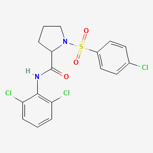 molecular formula C17H15Cl3N2O3S B11472422 1-[(4-chlorophenyl)sulfonyl]-N-(2,6-dichlorophenyl)prolinamide 