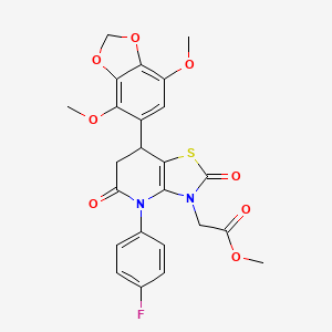 molecular formula C24H21FN2O8S B11472453 methyl [7-(4,7-dimethoxy-1,3-benzodioxol-5-yl)-4-(4-fluorophenyl)-2,5-dioxo-4,5,6,7-tetrahydro[1,3]thiazolo[4,5-b]pyridin-3(2H)-yl]acetate 