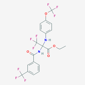 Ethyl 3,3,3-trifluoro-2-{[4-(trifluoromethoxy)phenyl]amino}-2-{[3-(trifluoromethyl)phenyl]formamido}propanoate