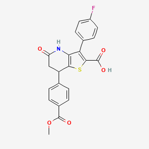 molecular formula C22H16FNO5S B11472479 3-(4-Fluorophenyl)-7-[4-(methoxycarbonyl)phenyl]-5-oxo-4,5,6,7-tetrahydrothieno[3,2-b]pyridine-2-carboxylic acid 