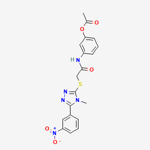 molecular formula C19H17N5O5S B11472541 3-[({[4-methyl-5-(3-nitrophenyl)-4H-1,2,4-triazol-3-yl]sulfanyl}acetyl)amino]phenyl acetate 