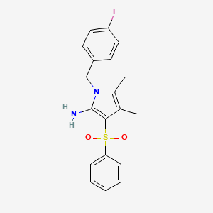 molecular formula C19H19FN2O2S B11472542 1-(4-fluorobenzyl)-4,5-dimethyl-3-(phenylsulfonyl)-1H-pyrrol-2-amine 