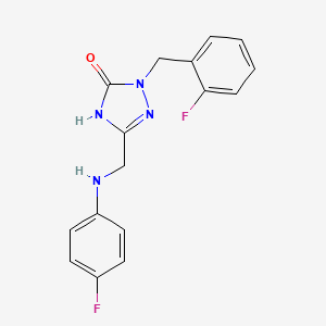 molecular formula C16H14F2N4O B11472563 2-(2-fluorobenzyl)-5-{[(4-fluorophenyl)amino]methyl}-1,2-dihydro-3H-1,2,4-triazol-3-one 