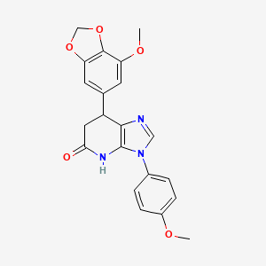 molecular formula C21H19N3O5 B11472574 7-(7-methoxy-1,3-benzodioxol-5-yl)-3-(4-methoxyphenyl)-3,4,6,7-tetrahydro-5H-imidazo[4,5-b]pyridin-5-one 