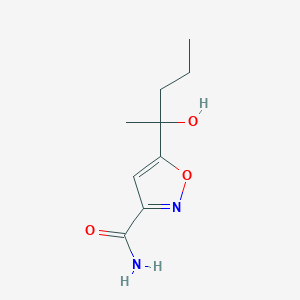 molecular formula C9H14N2O3 B11472578 5-(2-Hydroxypentan-2-yl)-1,2-oxazole-3-carboxamide 