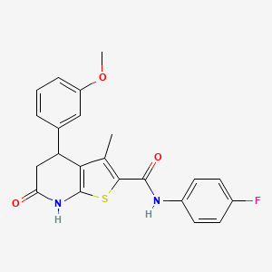 molecular formula C22H19FN2O3S B11472583 N-(4-fluorophenyl)-6-hydroxy-4-(3-methoxyphenyl)-3-methyl-4,5-dihydrothieno[2,3-b]pyridine-2-carboxamide 