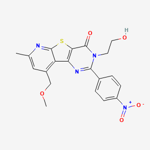 5-(2-hydroxyethyl)-13-(methoxymethyl)-11-methyl-4-(4-nitrophenyl)-8-thia-3,5,10-triazatricyclo[7.4.0.02,7]trideca-1(13),2(7),3,9,11-pentaen-6-one