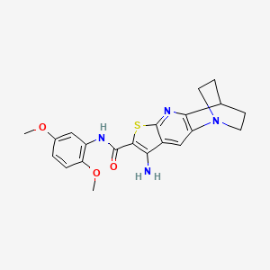 molecular formula C21H22N4O3S B11472652 8-amino-N-(2,5-dimethoxyphenyl)-3,4-dihydro-2H-1,4-ethanothieno[2,3-b][1,5]naphthyridine-7-carboxamide 