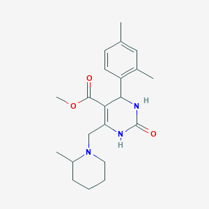 molecular formula C21H29N3O3 B11472668 Methyl 4-(2,4-dimethylphenyl)-6-[(2-methylpiperidin-1-yl)methyl]-2-oxo-1,2,3,4-tetrahydropyrimidine-5-carboxylate 