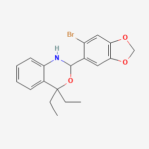 molecular formula C19H20BrNO3 B11472699 2-(6-bromo-1,3-benzodioxol-5-yl)-4,4-diethyl-1,4-dihydro-2H-3,1-benzoxazine 