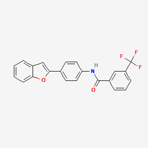 molecular formula C22H14F3NO2 B11472716 N-[4-(1-benzofuran-2-yl)phenyl]-3-(trifluoromethyl)benzamide 