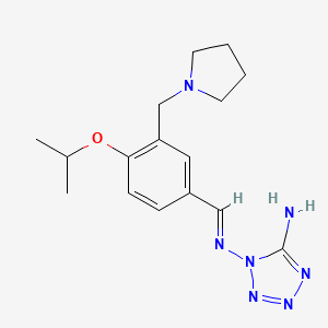 molecular formula C16H23N7O B11472739 N~1~-{(E)-[4-(propan-2-yloxy)-3-(pyrrolidin-1-ylmethyl)phenyl]methylidene}-1H-tetrazole-1,5-diamine 