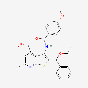 N-{2-[ethoxy(phenyl)methyl]-4-(methoxymethyl)-6-methylthieno[2,3-b]pyridin-3-yl}-4-methoxybenzamide