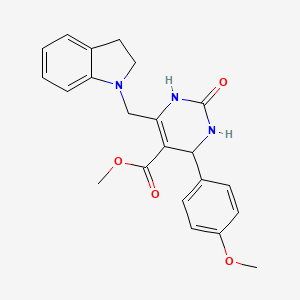 molecular formula C22H23N3O4 B11472776 methyl 6-(2,3-dihydro-1H-indol-1-ylmethyl)-4-(4-methoxyphenyl)-2-oxo-1,2,3,4-tetrahydropyrimidine-5-carboxylate 