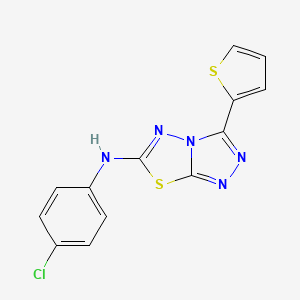 molecular formula C13H8ClN5S2 B11472796 N-(4-chlorophenyl)-3-(thiophen-2-yl)[1,2,4]triazolo[3,4-b][1,3,4]thiadiazol-6-amine 