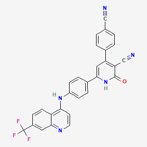 4-(4-Cyanophenyl)-2-oxo-6-(4-{[7-(trifluoromethyl)quinolin-4-yl]amino}phenyl)-1,2-dihydropyridine-3-carbonitrile