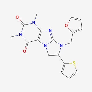 molecular formula C18H15N5O3S B11472822 8-(furan-2-ylmethyl)-1,3-dimethyl-7-(thiophen-2-yl)-1H-imidazo[2,1-f]purine-2,4(3H,8H)-dione 