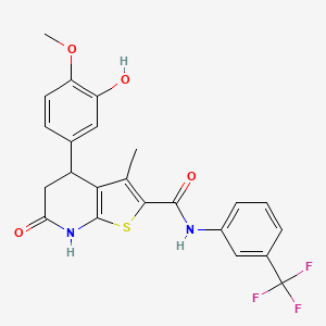 molecular formula C23H19F3N2O4S B11472833 4-(3-hydroxy-4-methoxyphenyl)-3-methyl-6-oxo-N-[3-(trifluoromethyl)phenyl]-4,5,6,7-tetrahydrothieno[2,3-b]pyridine-2-carboxamide 