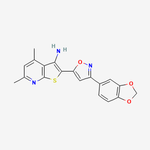 molecular formula C19H15N3O3S B11472840 2-[3-(1,3-Benzodioxol-5-yl)-5-isoxazolyl]-4,6-dimethylthieno[2,3-b]pyridin-3-amine 