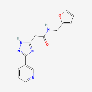 molecular formula C14H13N5O2 B11472872 N-(furan-2-ylmethyl)-2-[5-(pyridin-3-yl)-1H-1,2,4-triazol-3-yl]acetamide 