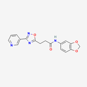 molecular formula C17H14N4O4 B11472875 N-(1,3-benzodioxol-5-yl)-3-[3-(pyridin-3-yl)-1,2,4-oxadiazol-5-yl]propanamide 