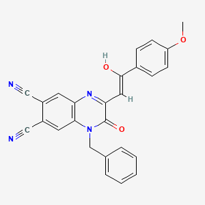 molecular formula C26H18N4O3 B11472893 (3E)-1-benzyl-3-[2-(4-methoxyphenyl)-2-oxoethylidene]-2-oxo-1,2,3,4-tetrahydroquinoxaline-6,7-dicarbonitrile 