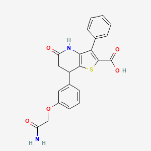 molecular formula C22H18N2O5S B11472917 7-[3-(2-Amino-2-oxoethoxy)phenyl]-5-oxo-3-phenyl-4,5,6,7-tetrahydrothieno[3,2-b]pyridine-2-carboxylic acid 