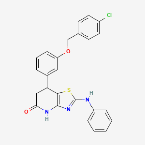 molecular formula C25H20ClN3O2S B11472933 7-{3-[(4-chlorobenzyl)oxy]phenyl}-2-(phenylamino)-6,7-dihydro[1,3]thiazolo[4,5-b]pyridin-5(4H)-one 