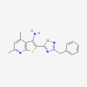 molecular formula C18H16N4OS B11472964 2-(3-Benzyl-1,2,4-oxadiazol-5-yl)-4,6-dimethylthieno[2,3-b]pyridin-3-amine 