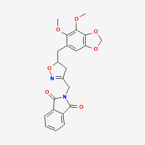 molecular formula C22H20N2O7 B11472972 2-({5-[(6,7-dimethoxy-1,3-benzodioxol-5-yl)methyl]-4,5-dihydro-1,2-oxazol-3-yl}methyl)-1H-isoindole-1,3(2H)-dione 