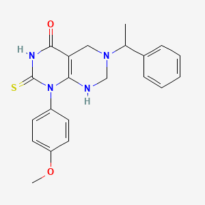 molecular formula C21H22N4O2S B11472980 1-(4-methoxyphenyl)-6-(1-phenylethyl)-2-thioxo-2,3,5,6,7,8-hexahydropyrimido[4,5-d]pyrimidin-4(1H)-one 