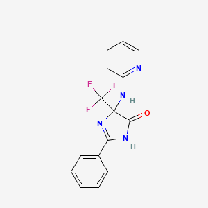 molecular formula C16H13F3N4O B11473016 5-[(5-methylpyridin-2-yl)amino]-2-phenyl-5-(trifluoromethyl)-3,5-dihydro-4H-imidazol-4-one 