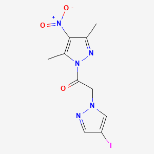 molecular formula C10H10IN5O3 B11473040 1-(3,5-dimethyl-4-nitro-1H-pyrazol-1-yl)-2-(4-iodo-1H-pyrazol-1-yl)ethanone 