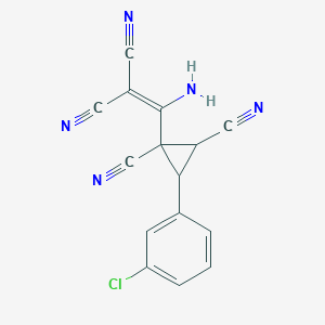 molecular formula C15H8ClN5 B11473056 1-(1-Amino-2,2-dicyanoethenyl)-3-(3-chlorophenyl)cyclopropane-1,2-dicarbonitrile 