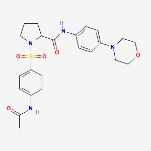 molecular formula C23H28N4O5S B11473100 1-{[4-(acetylamino)phenyl]sulfonyl}-N-[4-(morpholin-4-yl)phenyl]prolinamide 