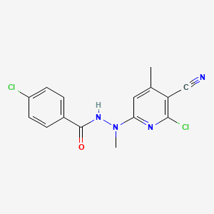 molecular formula C15H12Cl2N4O B11473108 4-chloro-N'-(6-chloro-5-cyano-4-methylpyridin-2-yl)-N'-methylbenzohydrazide 