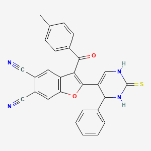 3-[(4-Methylphenyl)carbonyl]-2-(4-phenyl-2-thioxo-1,2,3,4-tetrahydropyrimidin-5-yl)-1-benzofuran-5,6-dicarbonitrile