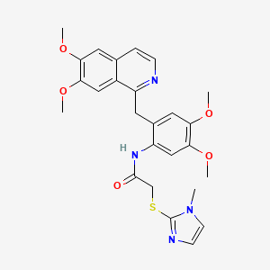 molecular formula C26H28N4O5S B11473157 N-{2-[(6,7-dimethoxyisoquinolin-1-yl)methyl]-4,5-dimethoxyphenyl}-2-[(1-methyl-1H-imidazol-2-yl)sulfanyl]acetamide 