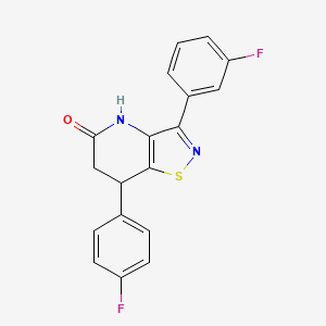 molecular formula C18H12F2N2OS B11473159 3-(3-Fluorophenyl)-7-(4-fluorophenyl)-4H,6H,7H-[1,2]thiazolo[4,5-b]pyridin-5-one 