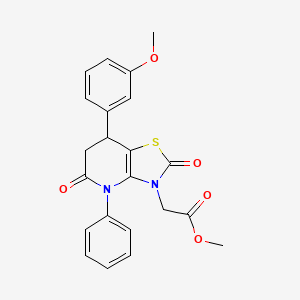 molecular formula C22H20N2O5S B11473165 methyl [7-(3-methoxyphenyl)-2,5-dioxo-4-phenyl-4,5,6,7-tetrahydro[1,3]thiazolo[4,5-b]pyridin-3(2H)-yl]acetate 