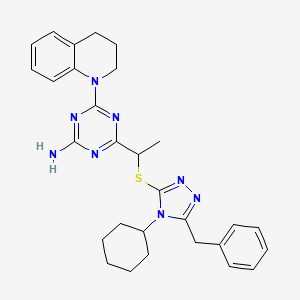 4-{1-[(5-benzyl-4-cyclohexyl-4H-1,2,4-triazol-3-yl)sulfanyl]ethyl}-6-(3,4-dihydroquinolin-1(2H)-yl)-1,3,5-triazin-2-amine