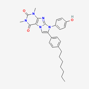 molecular formula C28H31N5O3 B11473173 7-(4-heptylphenyl)-8-(4-hydroxyphenyl)-1,3-dimethyl-1H-imidazo[2,1-f]purine-2,4(3H,8H)-dione 