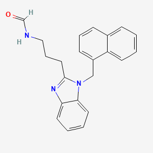 molecular formula C22H21N3O B11473191 N-{3-[1-(naphthalen-1-ylmethyl)-1H-benzimidazol-2-yl]propyl}formamide 