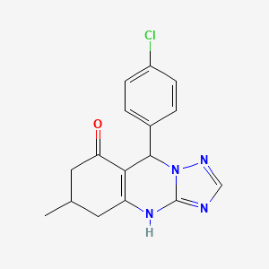 molecular formula C16H15ClN4O B11473193 9-(4-chlorophenyl)-6-methyl-5,6,7,9-tetrahydro[1,2,4]triazolo[5,1-b]quinazolin-8(4H)-one 