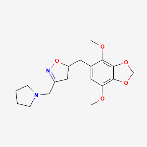 molecular formula C18H24N2O5 B11473202 5-[(4,7-Dimethoxy-1,3-benzodioxol-5-yl)methyl]-3-(pyrrolidin-1-ylmethyl)-4,5-dihydro-1,2-oxazole 