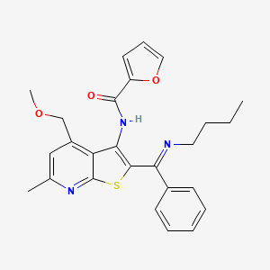 molecular formula C26H27N3O3S B11473219 N-{2-[(E)-(butylimino)(phenyl)methyl]-4-(methoxymethyl)-6-methylthieno[2,3-b]pyridin-3-yl}furan-2-carboxamide 