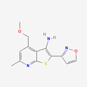 molecular formula C13H13N3O2S B11473239 2-(3-Isoxazolyl)-4-(methoxymethyl)-6-methylthieno[2,3-b]pyridin-3-amine 